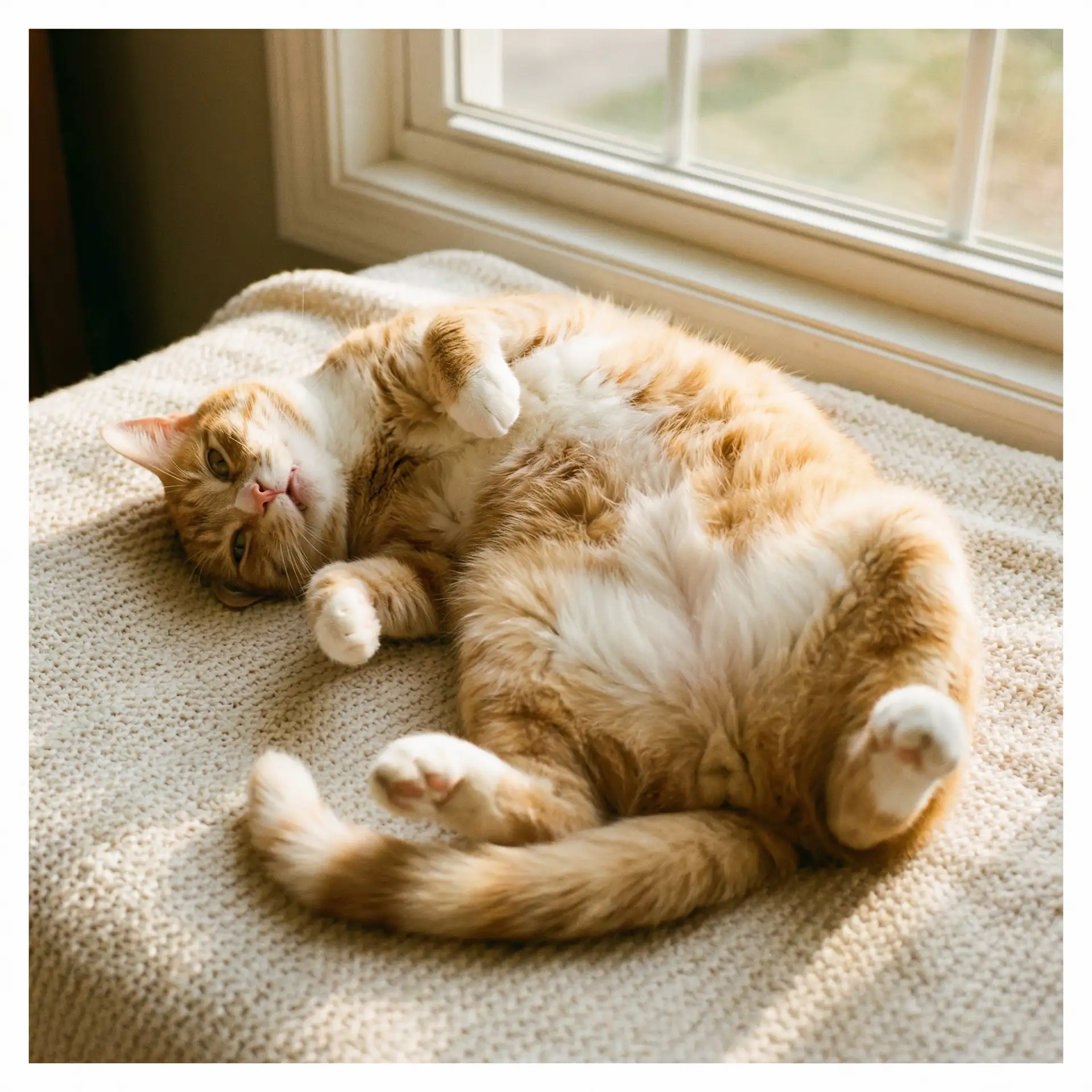 猫咪仰躺露出肚皮 - 生死倒数